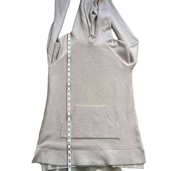 Sonoma Beige Long Sleeve Front Pocket Ribbed Hem Cottagecore Hooded Sweater Med - Picture 7 of 14